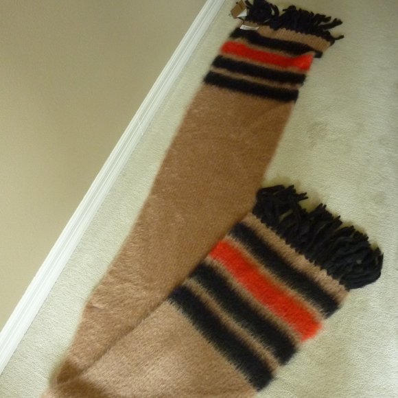 Burberry Ladies Silk/Mohair Blend Graphic Logo Stripe Scarf (NEW) - Picture 1 of 11